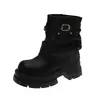 Botas vaqueras occidentales Melard de suela gruesa, que aumentan la altura, Botas tipo Martin, Nueva colección otoño/verano para mujer, Botines plisados, Botines
