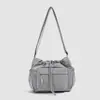 Bolso Cruzado Casual de Verano Estilo Perezoso Gran Capacidad Cierre de Cordón Bolso Mensajero Japonés para el Trabajo Diario Bolso de Hombro de Color Sólido para Mujer