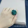 Anillo ajustable nuevo de otoño e invierno con incrustaciones de rosa y piedra natural, nueva joyería hecha a mano de moda francesa