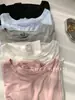 95% Viscosa, Dobladillo Denso de Modal, Camiseta de Manga Larga para Mujer, Estilo Sencillo y Fluido, Camiseta de Manga Corta con Abertura Lateral, Verano 2025