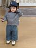 Ropa de Otoño para Bebé Niño 2026 Nuevo Otoño Estilo Coreano Ropa Infantil Conjunto de Sudadera a Rayas con Cuello y Jeans para Niños