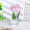 Regalo Creativo para el Día de la Madre Novia Tulipán de Cristal Decoración del Hogar Adorno de Escritorio Sala de Estar