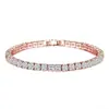 Pulsera Ajustable Extraíble de 4 mm Chapada en Cobre Estilo Europeo y Americano Conjunto Combinado al por Mayor Pulsera de Circonita 17 cm Oro Real Transfronterizo