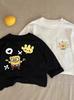 Camiseta de Algodón con Cuello Redondo para Niños, Nueva de Otoño, Estilo Occidental, Camiseta Básica para Niños y Niñas, Camiseta de Manga Larga Bob Esponja para Primavera y Otoño