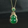 Colgante con incrustaciones de calcedonia de hielo alto, ágata verde, Buda Guanyin, hoja de jade, cloisonné, suministro de estudio en vivo, entrega de una sola pieza