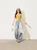 Jeans anchos desgastados lavados estilo coreano para mujer, verano 2026, delgados, de cintura alta, adelgazantes, holgados, con caída, pantalones casuales