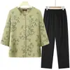 Conjunto de atuendo de verano para abuela para mujer, conjunto de dos piezas de primavera para madres de mediana edad y mayores, camisa y pantalones para señora mayor, ropa para personas mayores