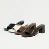 Sandalias mules de tacón alto a rayas francesas para mujer, elegantes y versátiles para fiestas de primavera y verano, para ir al trabajo y uso casual