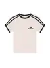 Camiseta de Manga Corta para Mujer, Estilo Retro Americano de Verano, Diseño de Letras con Tres Rayas, Informal, Versátil
