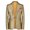 2026 Ropa de Hombre Amazon Talla Europea Cuadros Oro Discoteca Tendencia Europea y Americana Discoteca Estudio Fiesta Traje de un Solo Botón para Hombre