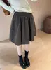 Saia midi evasê floral retrô estilo coreano para mulheres, cintura alta, modeladora, estilo pastoral