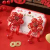 Pasador de Dibujos Animados con Lentejuelas Estilo Año Nuevo Pin Rojo Grande para Niños Pin de Estilo Antiguo con Campana y Borla Tocado para Niña Dinastía Han