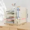Portadocumentos Metálico Caja de Almacenamiento para Carpetas de Oficina Portadocumentos de Escritorio Estante de Información Estante de Almacenamiento por Capas Atril