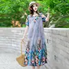 Vestido de Algodón y Seda de Verano 2026 Estilo Nuevo Lujo Ligero Gama Alta Tallas Grandes Holgado Adelgazante Vestido Floral para Mamás
