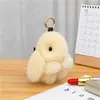 Colgante de Conejo Lindo para Bolso, Adorable Adorno de Conejo de Peluche Acostado, Colgante para Llavero de Coche, Conejo de Piel Genuina al por Mayor