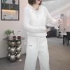 Celebridad de Internet Conjunto Elegante Casual de Primavera y Otoño Nuevo Color Sólido Estilo Simple Dulce Fresco Manga Larga Sudadera Conjunto de Dos Piezas Ropa para Mujer