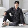 Pijama de chaqueta acolchada de algodón para hombre, invierno, tres capas, engrosado, antiestático, forro polar de coral, cálido, traje de ropa de casa con forro polar