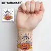 Tatuagens de Braço Infantis de Desenho Animado Europeias e Americanas Mais Vendidas, Adesivos de Tatuagem Divertidos de Halloween, Abóbora Bruxa Morcego Coloridos Laváveis