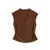 Cárdigan de punto sintético con cuello en V 100% Lyocell Tencel para mujer, prenda exterior de principios de otoño, chaleco ajustado a la cintura, top de punto sin mangas