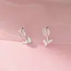 Pendientes de Plata de Ley S925 Nalan Exquisitos y Sencillos Estilo Ins Diseño de Nicho Ágata Blanca Tulipán M07683