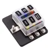 Caja de Fusibles para Coche, Accesorios para Barco y Coche, Tipo Tornillo Enchufable con Terminal Negativo, Luz Indicadora LED, Caja de Fusibles de Múltiples Vías