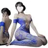 Lencería Sexy Tallas Grandes Shuang'er, Body Transparente Hueco Tentación Apasionada con Abertura en la Entrepierna, Medias de una Sola Pieza, Ropa de Dormir sin Quitar