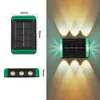 Luz de pared solar lámpara de patio exterior luz exterior con sensor inteligente controlada por luz luz de ambiente nocturna luz lavaparedes para jardín villa