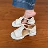 Sandálias Confortáveis de Salto Médio com Biqueira Aberta para Mulheres, Novo Estilo Verão 2026, Confortáveis e Elegantes, Sapatos Femininos Versáteis com Calcanhar Fechado