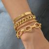 Pulsera combinada de cadena de eslabones retro transfronteriza de Europa y Estados Unidos, pulsera de cadena cruzada, aleación, viento frío, plana, de hueso de serpiente, al por mayor