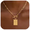 Amazon Transfronterizo Nuevo Collar Colgante Cuadrado Cruz Hip-Hop Cadena de Clip para Clavícula Moda Personalidad Temperamento para Mujeres