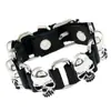 Pulsera Decorativa Creativa y Personalizada de Calavera de Aleación Estilo Punk con Conexión de Cuero Genuino, Joyería Moderna y Popular en Europa y América