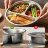 Bandeja de vapor de aço inoxidável 316L com três compartimentos, bandeja de alimentos multi-compartimentos, de grau alimentício, ferramenta de café da manhã em uma panela só, suplemento alimentar para bebês