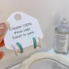 Banho de Ouro Real, Coleção Série Azul Moda Coreana e Japonesa, Brincos de Esmalte com Efeito Gotejante para Mulheres, Novos Brincos e Acessórios de Luxo Leve Nicho