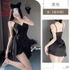 Meili Kou Nuevo Elegante Satén Encaje Tirante Sexy Camisón Cuello en V Ajustado Tirante Adelgazante Ropa de Dormir 2130