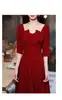 Elegante Vestido para Boda de Primavera 2026, Vestido Tostado de Longitud Media con Mangas Medias y Cuello Cuadrado, Gran Vestido de Novia