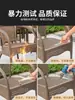 Combinación de Mesa y Sillas de Exterior Mesa y Sillas de Té al Aire Libre en el Patio Silla de Mimbre Sintético Mesa de Café Pequeña Mesa y Sillas de Ocio para Balcón y Jardín