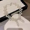 Colar de Pérolas Francesas Estilo Coreano, Design de Nicho, Corrente para Clavícula com Laço, Estilo Elegante, Luxo Leve, Joias Simples para Mulheres