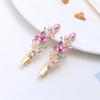 Accesorios para el Cabello Lacados Más Vendidos en Stock: Pinzas para el pelo de aleación para mujer, Pinzas de rana pintadas, Pinzas laterales florales, Adornos para el flequillo con pedrería