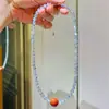 Collar de Cadena para Clavícula de Plata 925 de Alta Calidad Fuerte Ligero Piedra Lunar Gris Natural Rojo del Sur