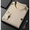 Camisa básica personalizada de moda para hombre 2026, camiseta de manga larga holgada y moderna estilo Hong Kong con estampado para primavera y otoño