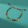 Festival do Meio do Outono Pulseiras Coloridas de Cordão com Bolinhas Bordadas Feitas à Mão para Homens e Mulheres, Pulseiras Festivas Trançadas de Fio de Cinco Cores para Casais, Atacado do Fabricante
