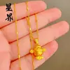 Colar Pingente Dourado Estilo Antigo Deus da Riqueza com Alta Retenção de Cor para Mulheres, Novo Estilo Chinês Tendência Nacional Anel Deus da Riqueza Presente para Namorada
