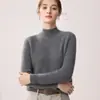 Suéter de punto para mujer 100% Cachemira Pura, Cuello medio alto, Color liso, Suéter simple de punto liso para usar como capa base, Suéter de cachemira