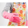 Guantes para lavar platos con forro polar, cálidos y duraderos para tareas del hogar, lavandería y uso en la cocina; guantes de látex de caucho para limpiar mariscos