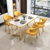 Mesa de comedor de mármol estilo nórdico, un conjunto lujoso y minimalista de mesa y sillas, adecuado para cafeterías y apartamentos pequeños, mesa de comedor rectangular