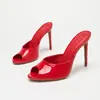 Sandalias de Tacón Alto Peep-Toe de Moda de 10 cm, Tacones Altos de Charol Elegantes y de Lujo Ligero para Mujer, Versátiles para el Uso Diario, Tacones Altos Finos, Transfronterizo