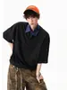 Camisa Polo Falsa de Dos Piezas con Solapa y Media Cremallera, Camiseta de Manga Corta para Hombre, Top Casual Versátil Holgado de Verano