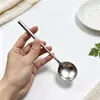 Colher de Gelo Flor de Cristal de Titânio Puro Cabo Estendido Oco Estilo Coreano Ponta Redonda Pontiaguda Colher de Mesa Doméstica para Comer e Sopa
