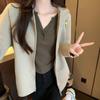 Cárdigan con cremallera retro americana, abrigo de suéter de color sólido para mujer, primavera y otoño 2023, nuevo abrigo informal adelgazante con capucha suelta