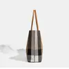 Bolsa de Compras Grande a Cuadros Nueva para Primavera/Verano 2026 Bolsa Grande para Viajes Diarios de Mujer Bolso Tote de Hombro Único Color Block